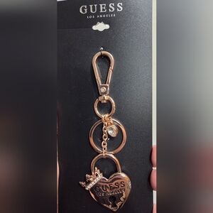 Guess Rose Gold Heart Charm Key Holder